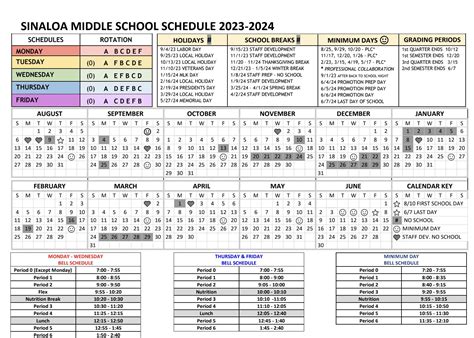 sinaloa middle school calendar